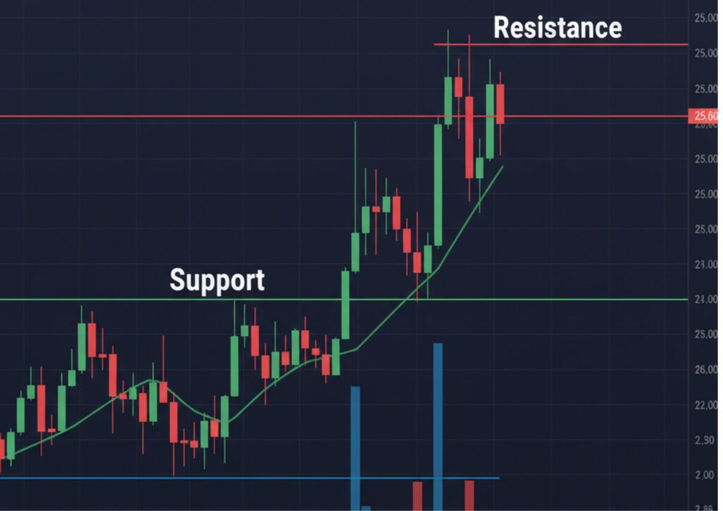 Nifty 50 candlestick chart Sept 15–19, 2025 with support ~25,150 and resistance ~25,600